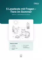 Vorschau - Arbeitsblätter - Tiere im Sommer – 5 Lesetexte mit Aufgaben | Klasse 3-4 - Deckblatt