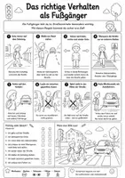 Vorschau - Mal- und Bastelvorlagen - Verkehrserziehung Grundschule | 8 Arbeitsblätter in schwarz-weiß, Schulweg, Verkehrszeichen, Ampel & Fußgänger I PDF - Seite 1