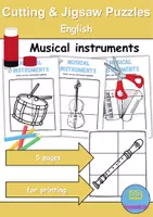 Vorschau - Arbeitsblätter - Cutting & Jigsaw Puzzles - Musikinstrumente / musical instruments - (Englisch) - Deckblatt