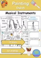 Vorschau - Arbeitsblätter - Musikinstrumente / musical instruments • Anmalen / Painting Englisch - Kunst - Deckblatt