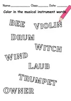 Vorschau - Arbeitsblätter - Musikinstrumente / musical instruments • Anmalen / Painting Englisch - Kunst - Seite 2