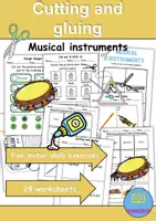Vorschau - Mal- und Bastelvorlagen - Cut & Glue: Musikinstrumente / musical instruments - Englisch - Deckblatt