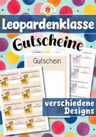 Vorschau - Mal- und Bastelvorlagen - Leopardenklasse - Gutscheine (Klassentier) - Deckblatt