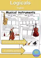 Vorschau - Mal- und Bastelvorlagen - Materialpaket - Lesen / Reading - Musikinstrumente / musical instruments - Englisch - Seite 1