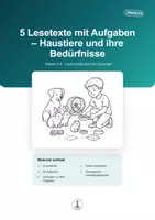 Vorschau - Arbeitsblätter - Haustiere und ihre Bedürfnisse – 5 Lesetexte mit Aufgaben | Klasse 3-4 - Deckblatt
