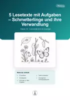 Vorschau - Arbeitsblätter - Schmetterlinge und ihre Verwandlung – 5 Lesetexte mit Aufgaben | Klasse 3-4 - Deckblatt