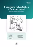 Vorschau - Arbeitsblätter - Tiere der Nacht – 5 Lesetexte mit Aufgaben | Klasse 3-4 - Deckblatt