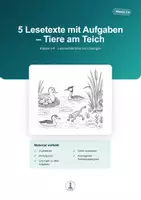Vorschau - Arbeitsblätter - Tiere am Teich – 5 Lesetexte mit Aufgaben | Leseverständnis Klasse 3-4 - Deckblatt