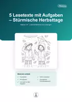 Vorschau - Arbeitsblätter - Herbst und Sturm | Leseverständnis Klasse 3–4 – 5 Lesetexte mit Aufgaben & Lösungen - Deckblatt