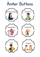 Vorschau - Mal- und Bastelvorlagen - Klassenrat Ämterbuttons und Rollenkarten - Seite 1