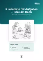 Vorschau - Arbeitsblätter - Tiere am Bach | 5 Lesetexte mit Aufgaben & Lösungen – Leseverstehen Klasse 3-4 - Deckblatt