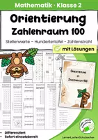 Vorschau - Arbeitsblätter - Orientierung im Zahlenraum 100 – Arbeitsblätter Klasse 2 | Stellenwerte, Hundertertafel, Zahlenstrahl & Zahlverständnis - Deckblatt