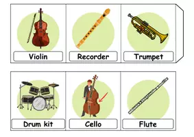 Vorschau - Mal- und Bastelvorlagen - Leporello - Musikinstrumente / musical instruments - Englisch - Seite 2