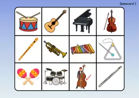 Vorschau - Spiele - Englisch Bingo - Musikinstrumente / musical instruments - Seite 1
