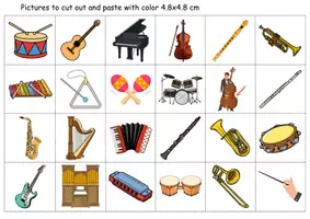Vorschau - Arbeitsblätter - Boardgame: Musikinstrumente / musical instruments • Brettspiel Englisch - Seite 1