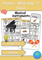 Vorschau - Mal- und Bastelvorlagen - I have... Who has...? (Musikinstrumente / musical instruments ) Ich habe... wer hat...? - Englisch - Deckblatt
