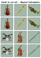 Vorschau - Mal- und Bastelvorlagen - Remember it! / Matching Pairs: Musikinstrumente / musical instruments (Image-Image) - Englisch - Seite 2