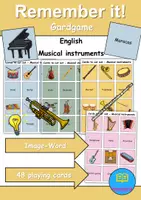 Vorschau - Mal- und Bastelvorlagen - Remember it! / Matching Pairs: Musikinstrumente / musical instruments (Image-Word) - Englisch - Deckblatt