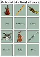 Vorschau - Mal- und Bastelvorlagen - Remember it! / Matching Pairs: Musikinstrumente / musical instruments (Image-Word) - Englisch - Seite 2