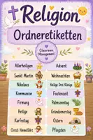 Vorschau - Anderer Materialtyp - Religion Schulanfang | 42 Ordneretiketten | Classroom Management - Deckblatt