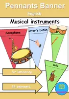Vorschau - Mal- und Bastelvorlagen - Musikinstrumente / musical instruments : Pennants Banner - Für Girlande oder Kette (Deko) - Englisch - Deckblatt
