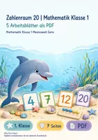 Vorschau - Arbeitsblätter - Zahlenraum 20 | Mathematik Klasse 1 | 5 Arbeitsblätter als PDF - Deckblatt
