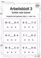 Vorschau - Arbeitsblätter - Differenzen vergleichen bis 10 | Mathematik Klasse 1 | 5 Arbeitsblätter als PDF - Seite 3
