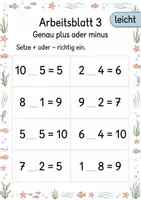 Vorschau - Arbeitsblätter - Fehlende Rechenzeichen bis 10 | Mathematik Klasse 1 | 5 Arbeitsblätter als PDF - Seite 3