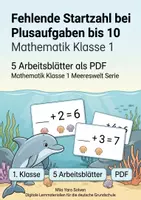 Vorschau - Arbeitsblätter - Fehlende Startzahl bei Plusaufgaben bis 10 | Mathematik Klasse 1 | 5 Arbeitsblätter als PDF - Deckblatt