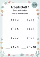 Vorschau - Arbeitsblätter - Fehlende Startzahl bei Plusaufgaben bis 10 | Mathematik Klasse 1 | 5 Arbeitsblätter als PDF - Seite 1