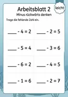 Vorschau - Arbeitsblätter - Fehlende Startzahl bei Minusaufgaben bis 10 | Mathematik Klasse 1 | 5 Arbeitsblätter als PDF - Seite 2