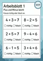 Vorschau - Arbeitsblätter - Richtig oder falsch rechnen bis 10 | Mathematik Klasse 1 | 5 Arbeitsblätter als PDF - Seite 1