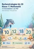Vorschau - Arbeitsblätter - Rechenstrategien bis 20 Klasse 1 | Mathematik | 5 Arbeitsblätter als PDF - Deckblatt