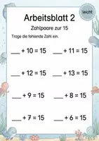 Vorschau - Arbeitsblätter - Ergänzen bis 15 | Mathematik Klasse 1 | 5 Arbeitsblätter als PDF - Seite 2