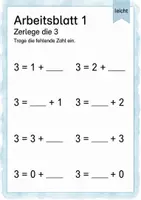 Vorschau - Arbeitsblätter - Zahlzerlegung bis 5 | Mathematik Klasse 1 | 5 Arbeitsblätter als PDF - Seite 1