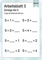 Vorschau - Arbeitsblätter - Zahlzerlegung bis 5 | Mathematik Klasse 1 | 5 Arbeitsblätter als PDF - Seite 3