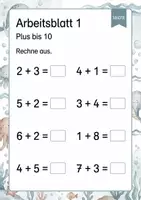 Vorschau - Arbeitsblätter - Plusaufgaben bis 15 | Mathematik Klasse 1 | 5 Arbeitsblätter als PDF - Seite 1