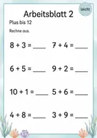 Vorschau - Arbeitsblätter - Plusaufgaben bis 15 | Mathematik Klasse 1 | 5 Arbeitsblätter als PDF - Seite 2