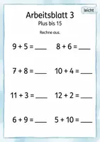 Vorschau - Arbeitsblätter - Plusaufgaben bis 15 | Mathematik Klasse 1 | 5 Arbeitsblätter als PDF - Seite 3