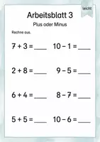 Vorschau - Arbeitsblätter - Plus und Minus gemischt bis 10 | Mathematik Klasse 1 | 5 Arbeitsblätter als PDF - Seite 3