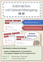 Vorschau - Fördermaterial/Inklusion - Subtraktion mit Zehnerübergang ZR 20 - Kartei (3fach differenziert) - Deckblatt