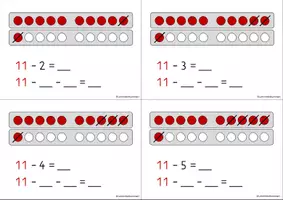 Vorschau - Fördermaterial/Inklusion - Subtraktion mit Zehnerübergang ZR 20 - Kartei (3fach differenziert) - Seite 3