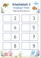 Vorschau - Arbeitsblätter - Vorgänger und Nachfolger bis 10 | Mathematik Klasse 1 | 7 Arbeitsblätter als PDF - Seite 2