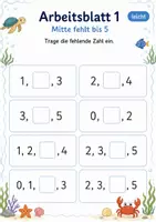 Vorschau - Arbeitsblätter - Fehlende Zahlen bis 10 | Mathematik Klasse 1 | 7 Arbeitsblätter als PDF - Seite 1