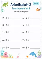 Vorschau - Arbeitsblätter - Tauschaufgaben bis 10 | Mathematik Klasse 1 | 7 Arbeitsblätter als PDF - Seite 2