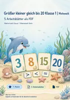Vorschau - Arbeitsblätter - Größer kleiner gleich bis 20 Klasse 1 | Mathematik | 5 Arbeitsblätter als PDF - Deckblatt
