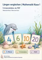 Vorschau - Arbeitsblätter - Längen vergleichen | Mathematik Klasse 1 | 5 Arbeitsblätter als PDF - Deckblatt