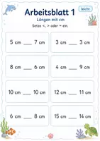 Vorschau - Arbeitsblätter - Längen vergleichen | Mathematik Klasse 1 | 5 Arbeitsblätter als PDF - Seite 1