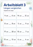 Vorschau - Arbeitsblätter - Längen vergleichen | Mathematik Klasse 1 | 5 Arbeitsblätter als PDF - Seite 3