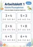 Vorschau - Arbeitsblätter - Gleiche Ergebnisse finden bis 20 | Mathematik Klasse 1 | 5 Arbeitsblätter als PDF - Seite 1